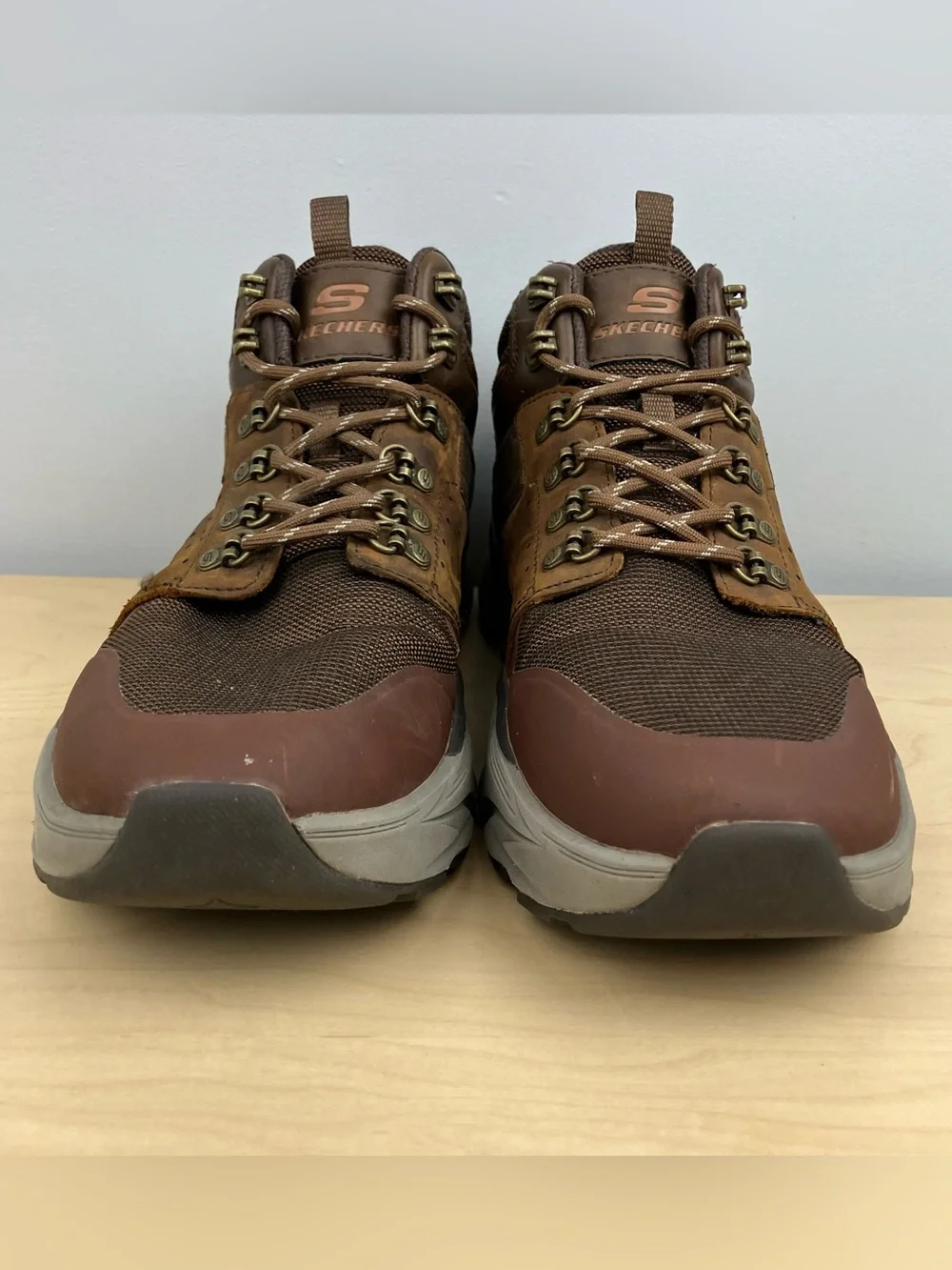 Skechers Men’s Size 12.0 Brown Leather Hiking Outdoor Boots Relaxed Fit